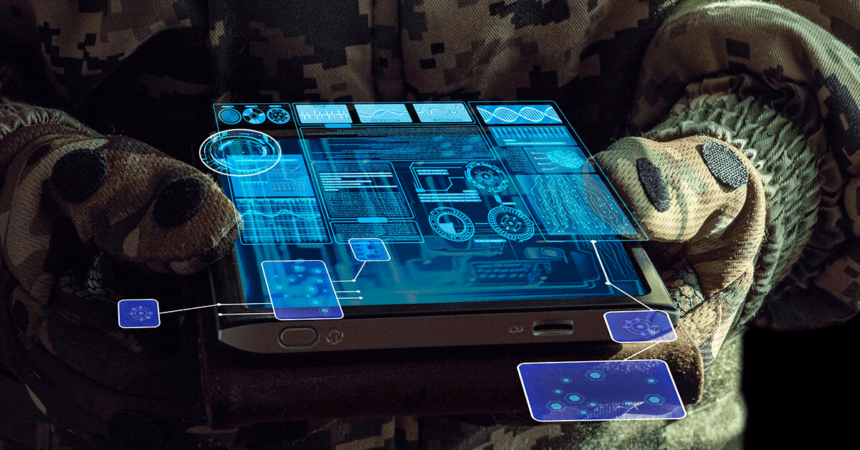 Military Deployment of AI soldier using high tech tablet