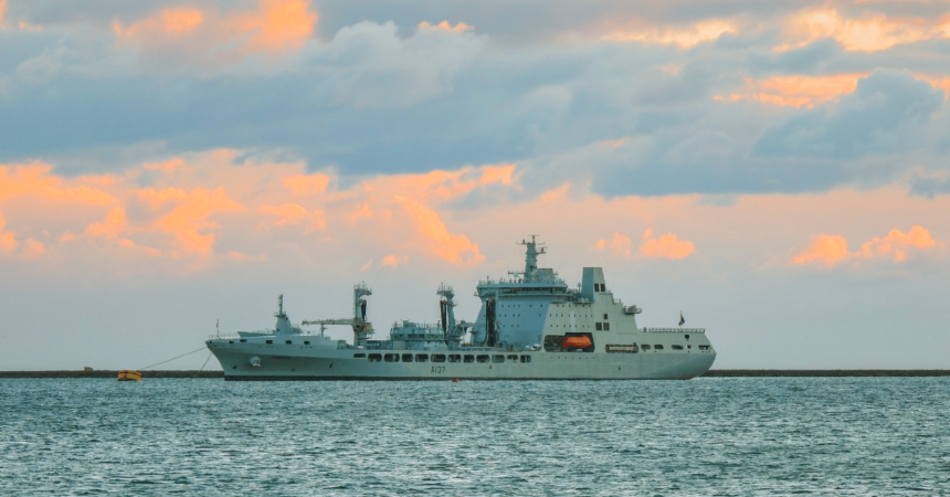 Military vessel Royal Navy Warship HMS Duncan Sails to the Red Sea to Protect Shipping Routes