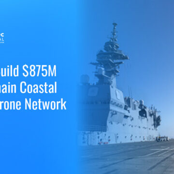 japan-coastal-defense-drone-network Japanese warship with a fighter jet approaching the deck, symbolizing Japan's coastal defense drone network plans.