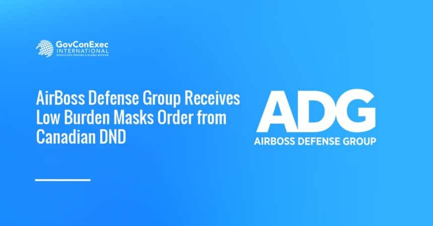 airboss-defense-group-low-burden-masks-order ADG logo. AirBoss Defense Group has received an order from the Canadian Department of National Defense for low burden masks.