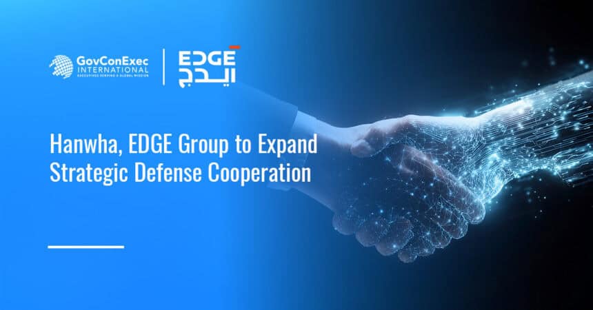 EDGE Group logo. UAE's EDGE Group and South Korea's Hanwha Aerospace agree to deepen defense cooperation.