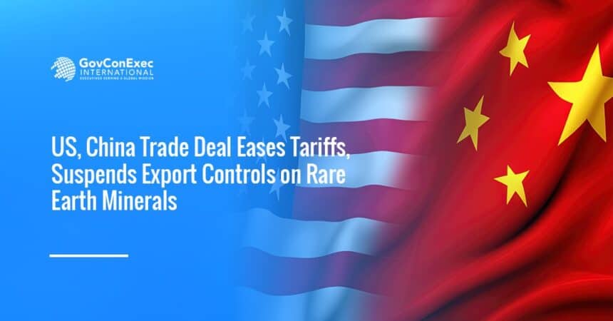 us-china-trade-economic-deal-tariffs-export-rare-earths U.S. and Chinese flags representing international relations. U.S. and China recently made a trade agreement