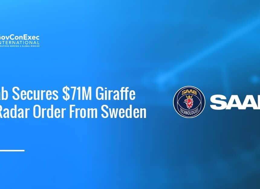 Saab logo. Sweden’s FMV placed an order for Saab’s Giraffe 1X radar under a new framework agreement.