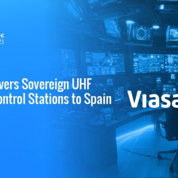 Viasat logo. Viasat has completed the installation of two redundant ultra-high frequency network control stations for Spain.