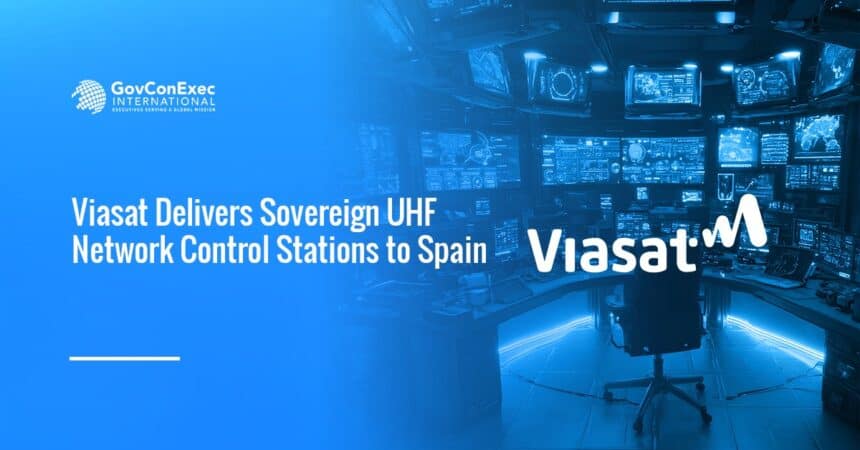 Viasat logo. Viasat has completed the installation of two redundant ultra-high frequency network control stations for Spain.