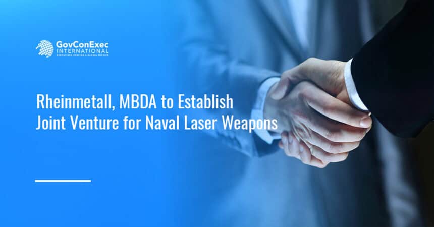 Handshake showing partnership. Rheinmetall and MBDA Germany aims to establish a joint venture to advance naval laser weapons.