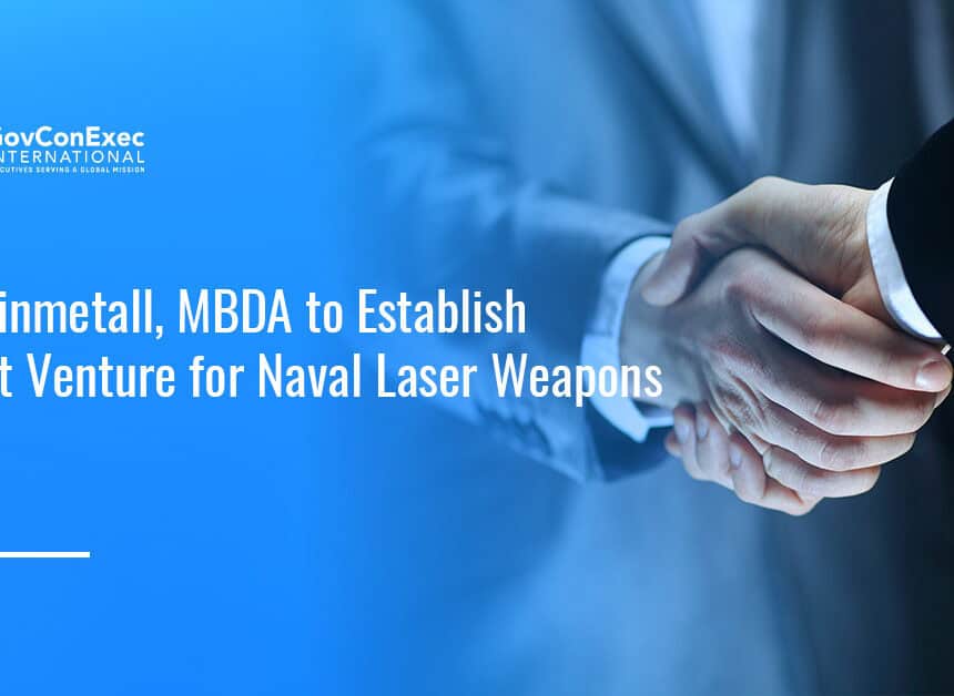 Handshake showing partnership. Rheinmetall and MBDA Germany aims to establish a joint venture to advance naval laser weapons.