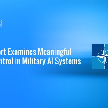 NATO logo. NATO released a report examining meaningful human control in military AI systems.