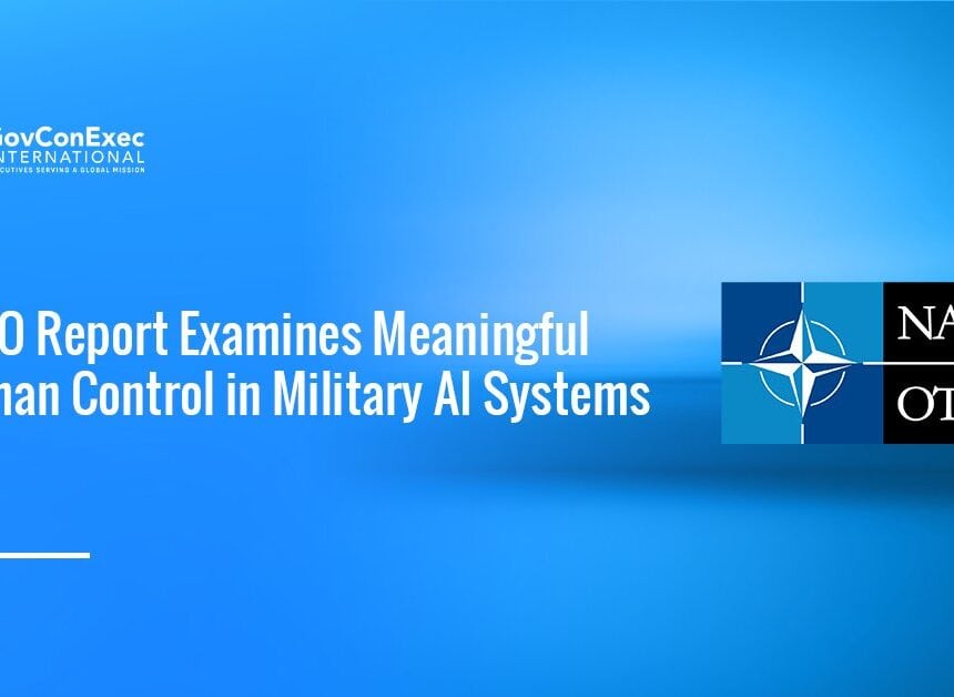 NATO logo. NATO released a report examining meaningful human control in military AI systems.