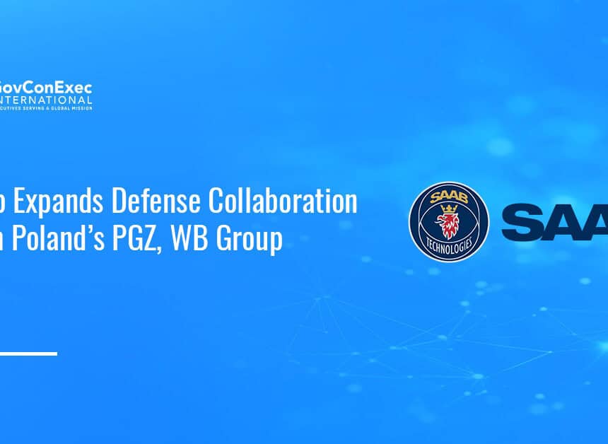 Saab logo. Saab has signed new agreements with Polish defense companies Polska Grupa Zbrojeniowa and WB Group.