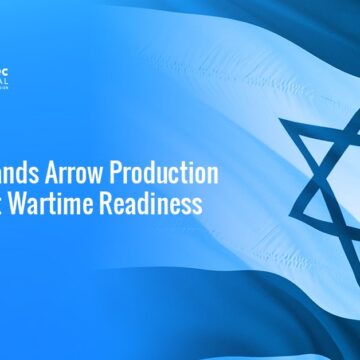 Israel flag. Israel accelerates Arrow missile output to strengthen air defense and sustain wartime readiness.