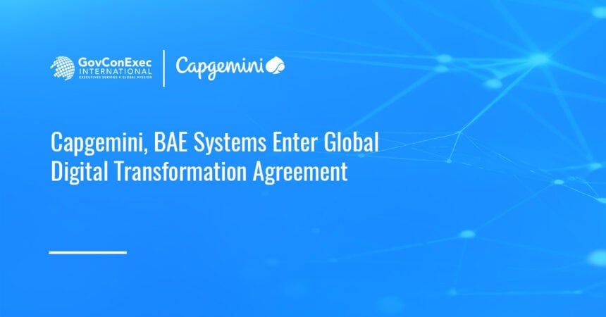 Capgemini logo. Capgemini has signed multi-year digital transformation deal with BAE Systems.