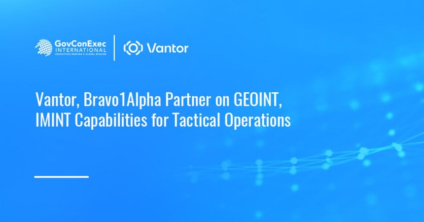 Vantor logo. Vantor and Bravo1Alpha have teamed up on tactical GEOINT and satellite intelligence tools.