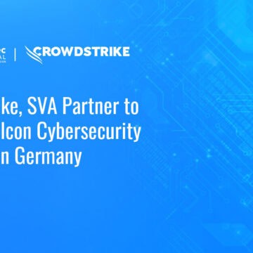 CrowdStrike logo. CrowdStrike and SVA have partnered to deliver the AI-native Falcon cybersecurity platform in Germany.