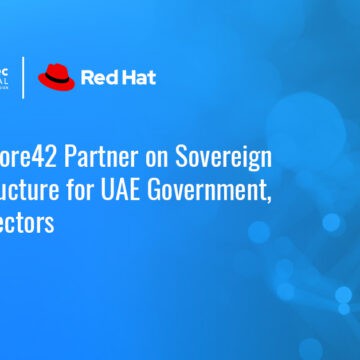 Red Hat logo. Core42 will use Red Hat tech to support sovereign private cloud environments.