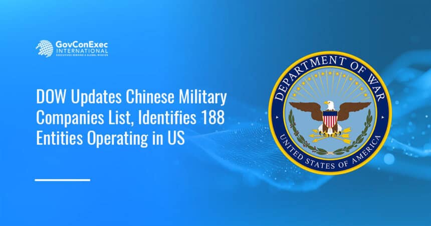 pentagon-updated-chinese-firms-list DOW logo. DOW updated its list of Chinese military companies, identifying 188 entities with operations in the United States.