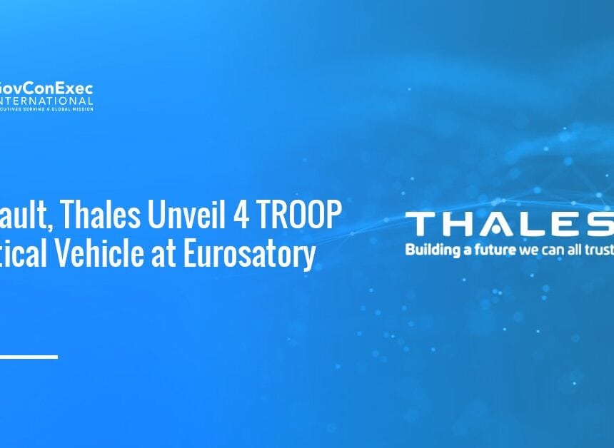 Thales logo. Renault Group and Thales unveiled 4 TROOP at Eurosatory 2026.