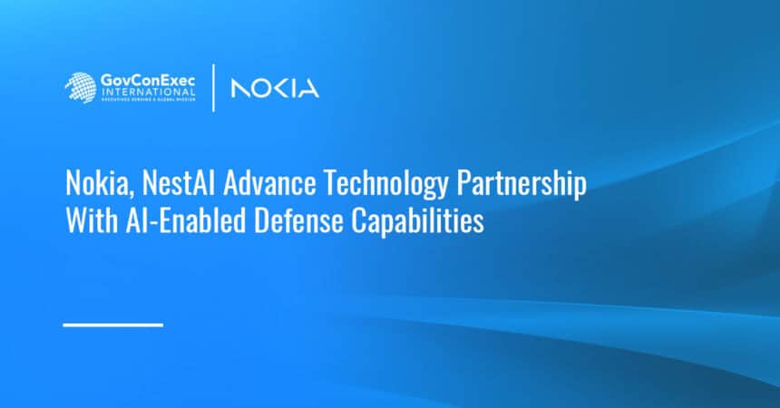 Nokia logo. Nokia and NestAI are developing artificial intelligence-enabled defense capabilities.