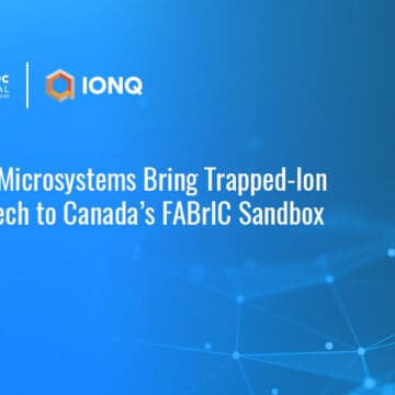 IonQ logo. IonQ has partnered with CMC Microsystems to expand quantum cloud access in Canada.
