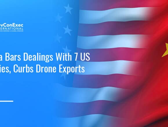 us-china-commerce-ministry-countermeasures-drones US and China flags. China's Commerce Ministry barred domestic organizations from dealing with seven U.S. entities.