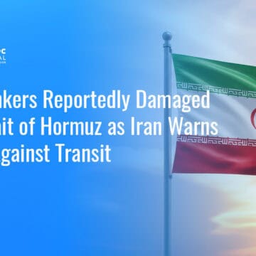 iran-strait-of-hormus-three-tankers-damaged Iranian flag. Three tankers were reportedly struck near the Strait of Hormuz as Iran kept warning ships against transit.