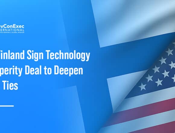 The flags of the United States and Finland side by side, representing a bilateral partnership. The two countries signed a Technology Prosperity Deal outlining joint work on Arctic icebreakers, AI, quantum and nuclear energy.